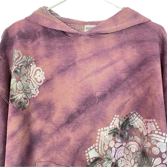 Hand Painted Floral Mandala Hoodie Womens Small Sweatshirt Pullover Pink Pocket - Picture 3 of 14